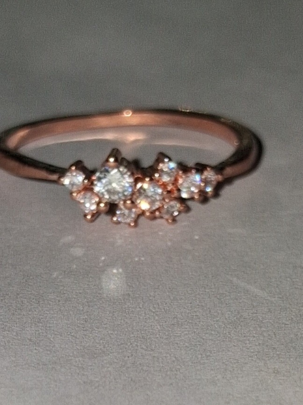 14K Rose Gold Sterling Silver Cluster Sparkle Ring - Women's Jewelry